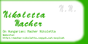 nikoletta macher business card